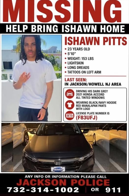 Ishawn Pitts of Jackson Township, NJ Missing After Disappearance in Jackson and Howell Area; Urgent Search Underway
